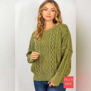 Mineral washed cable sweater
